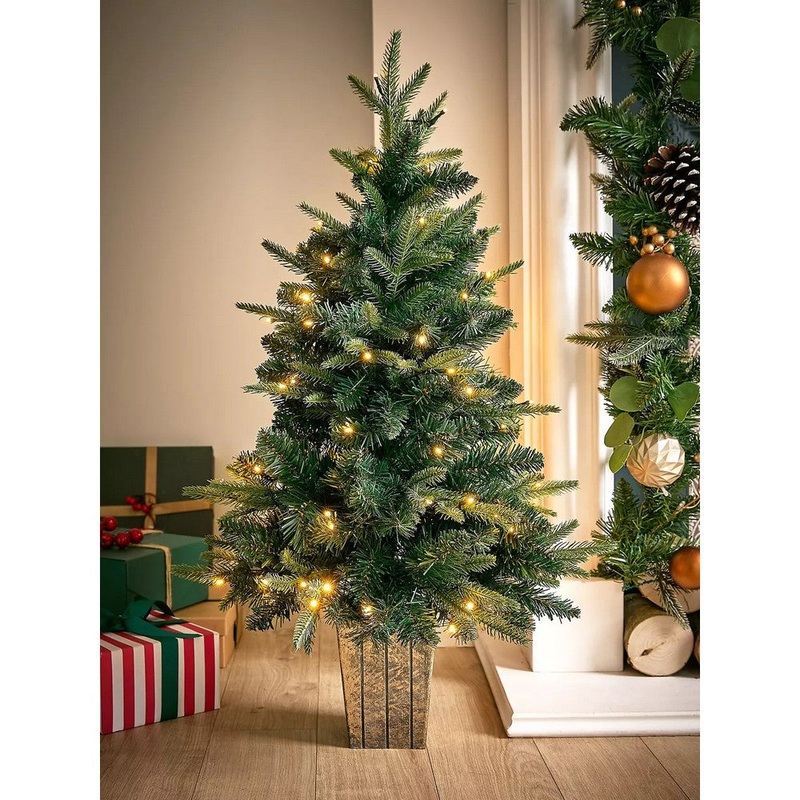 3ft Potted Christmas Tree Artificial – with LED Lights Warm White