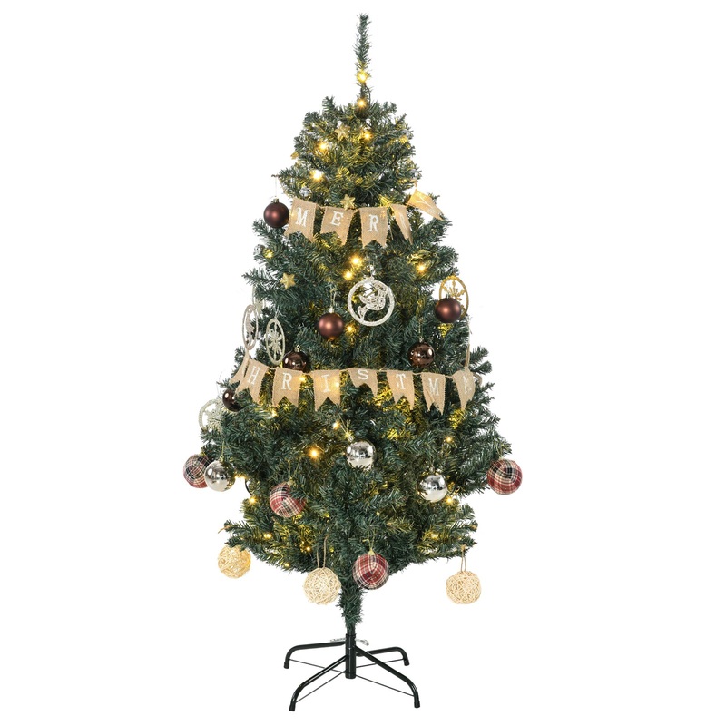 5ft Decorated Christmas Tree Artificial – with LED Lights Warm White 472 Tips