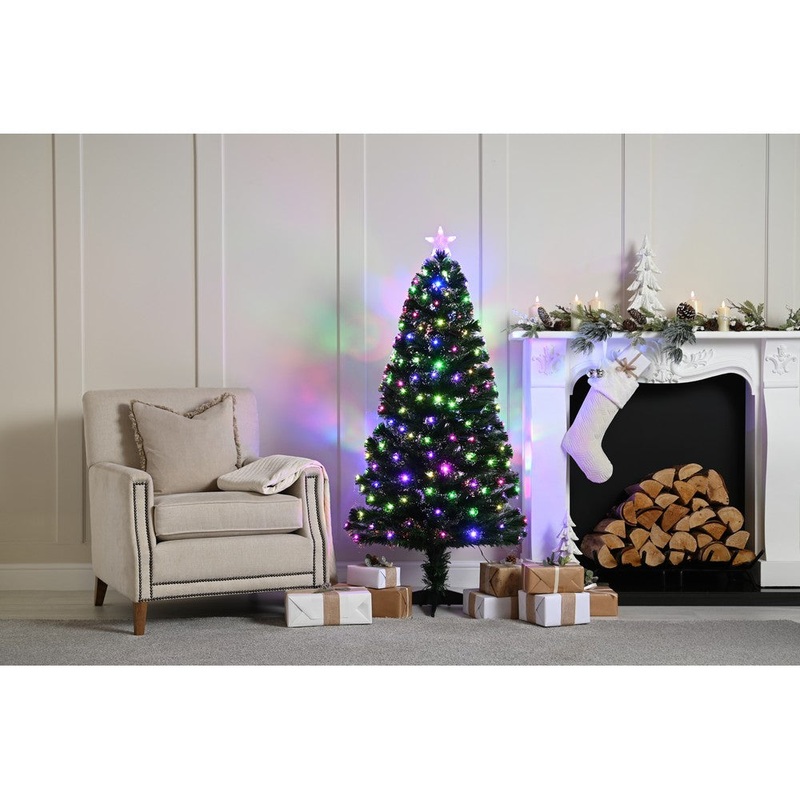5ft Fibre Optic Christmas Tree Artificial – Dark Green Fibre Optic Multicoloured 170 Tips