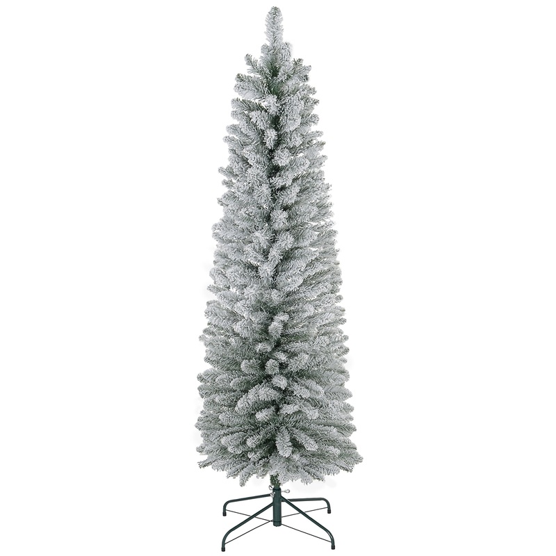 5ft Slim Christmas Tree Artificial – White Frosted Green  263 Tips