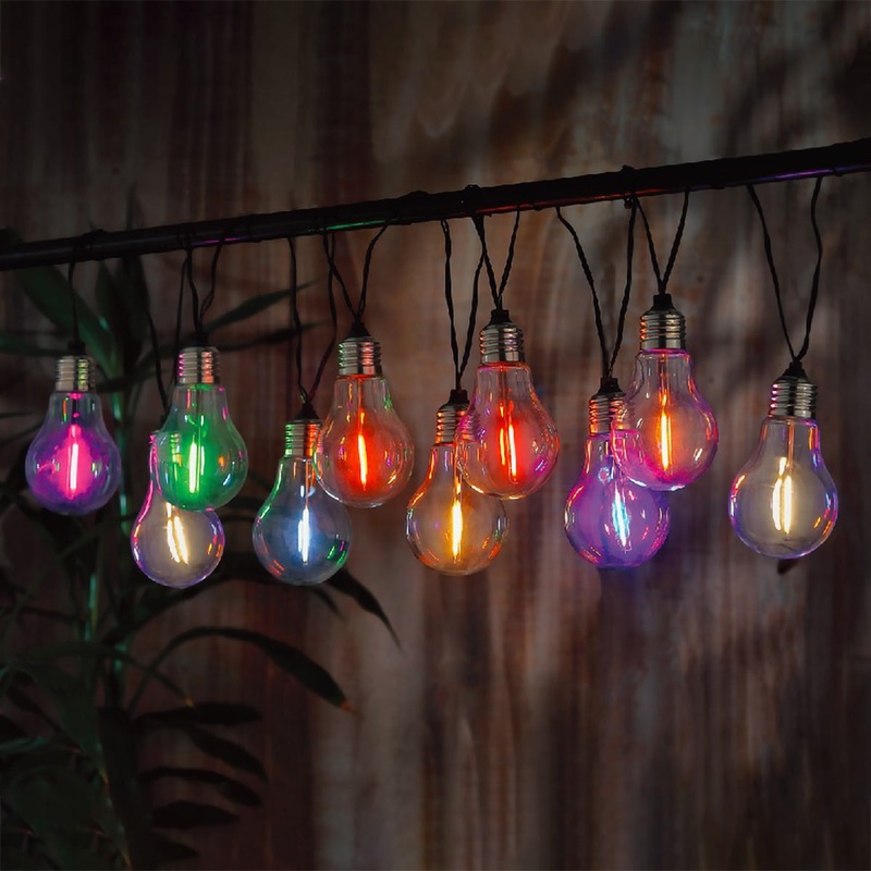 10 Pack Light Bulb Solar Garden String Lights Decoration Multicolour LED – 1.8m by Bright Garden