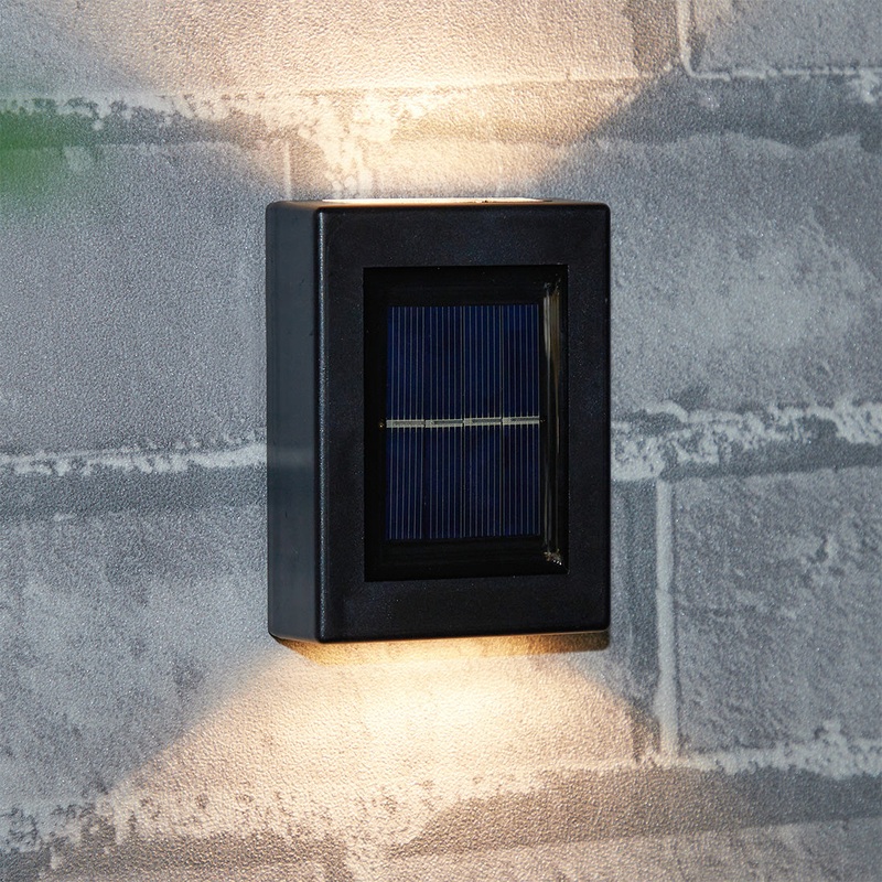 2 Pack Black Contemporary Solar Garden Wall Light 4 Warm White LED – 10cm by Bright Garden