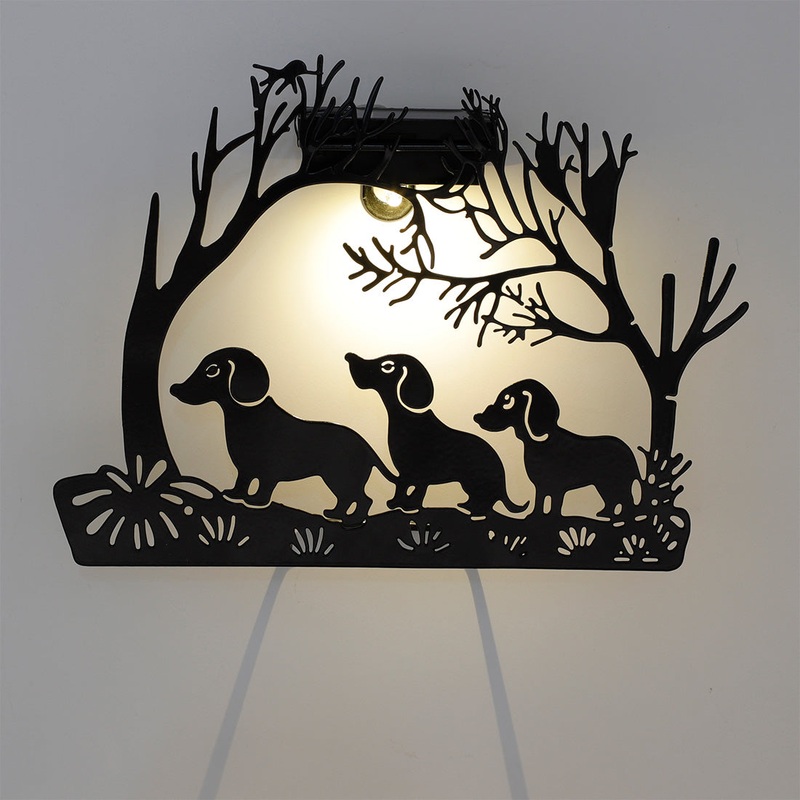3 Dogs Scene Solar Garden Wall Light Warm White LED – 20.5cm by Bright Garden