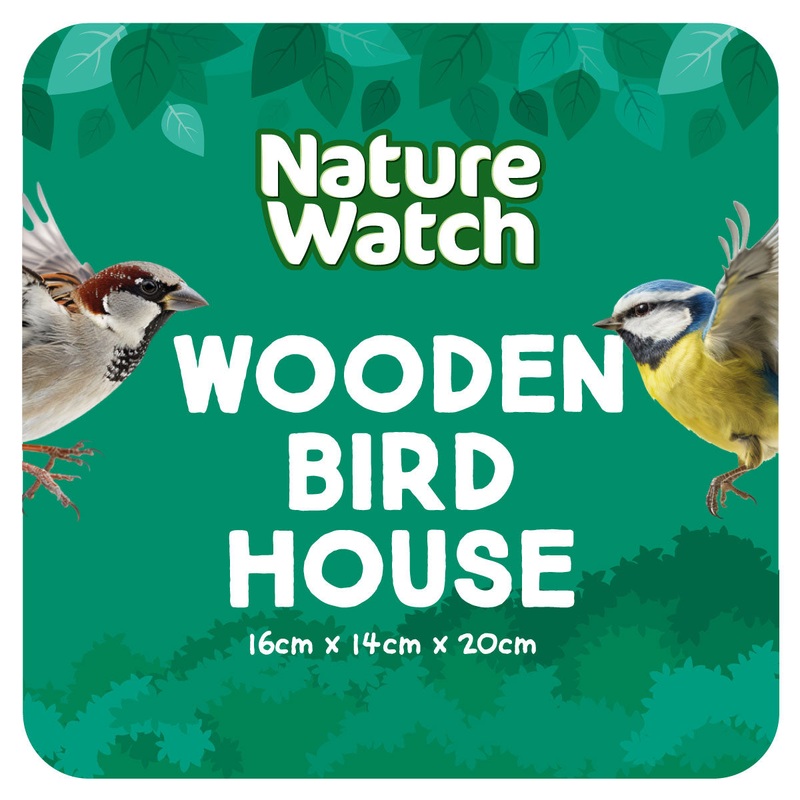 Wooden Bird House Slanted Roof By Nature Watch – 20cm