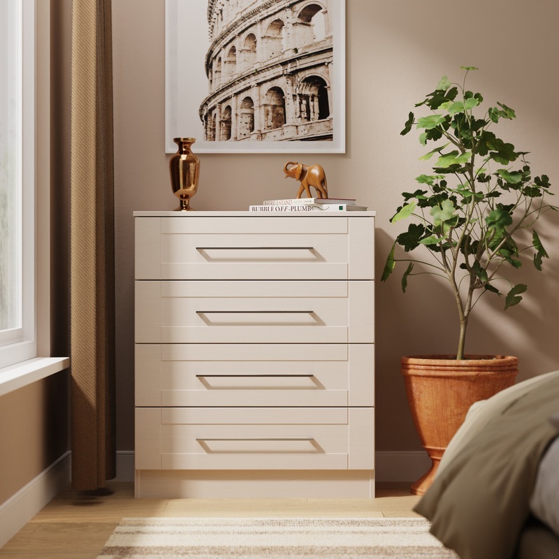 York Chest of Drawers Cream 4 Drawers 74cm
