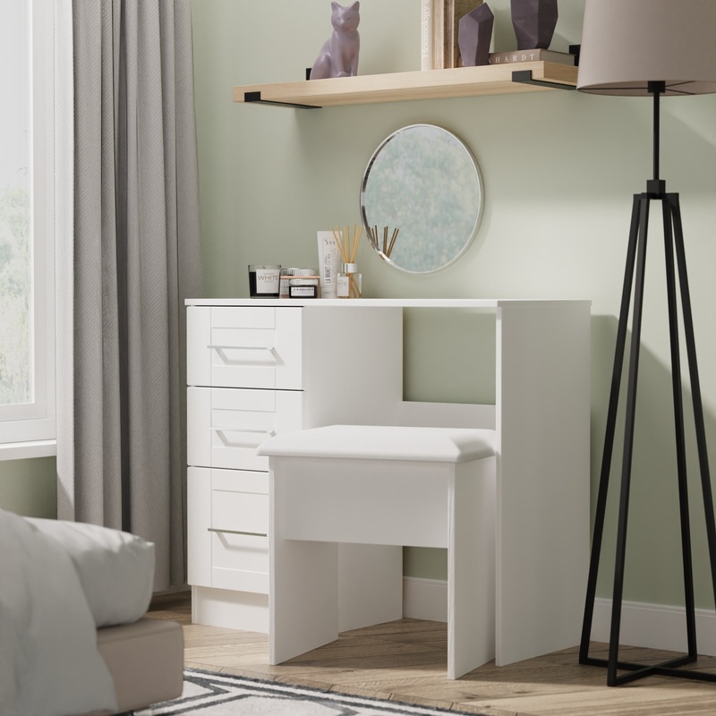 York Dressing Stool White 48cm