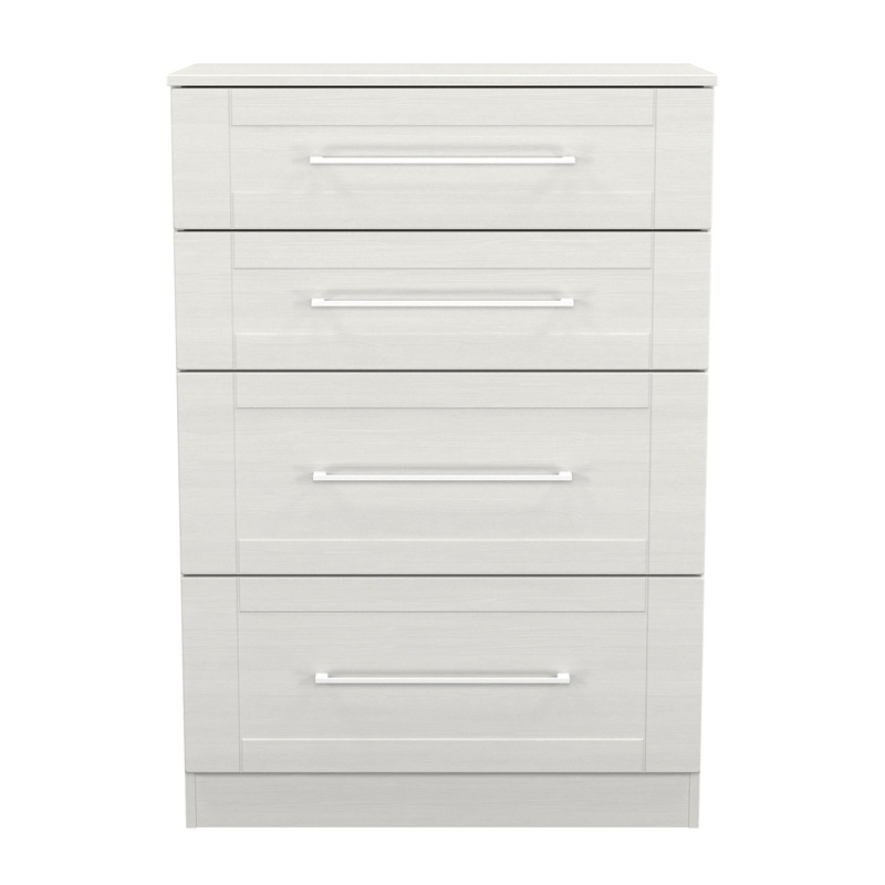 York Tall Chest of Drawers Grey 4 Drawers 74cm