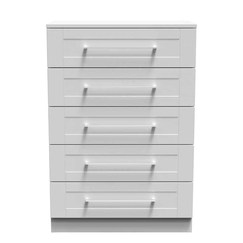 York Tall Chest of Drawers Grey 5 Drawers 74cm