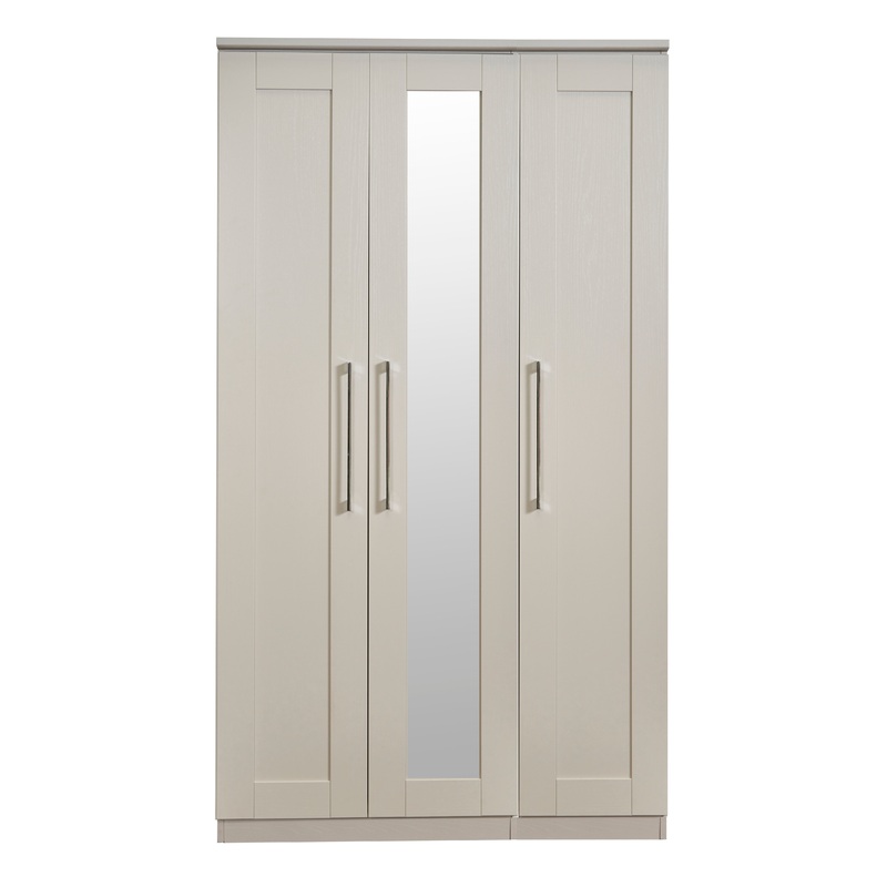York Tall Mirror Wardrobe Cream 1 Shelf 111cm