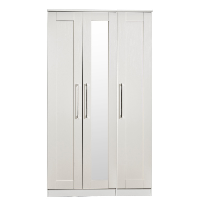 York Tall Mirror Wardrobe Grey 1 Shelf 111cm