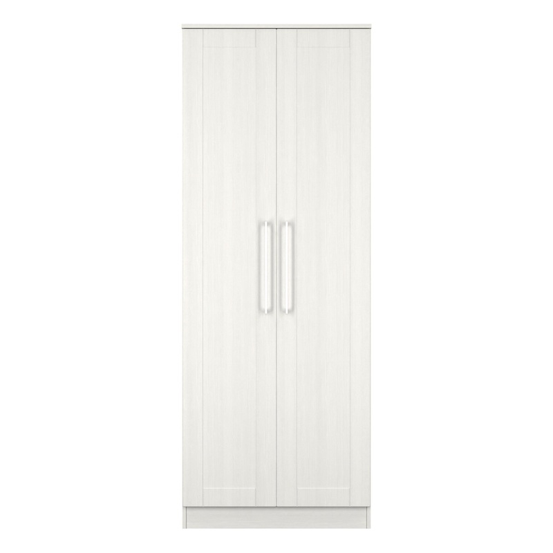 York Tall Wardrobe Grey 2 Doors 1 Shelf 74cm