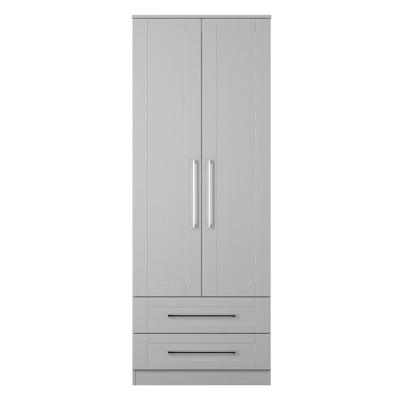 York Tall Wardrobe Grey 2 Doors 2 Drawers 74cm