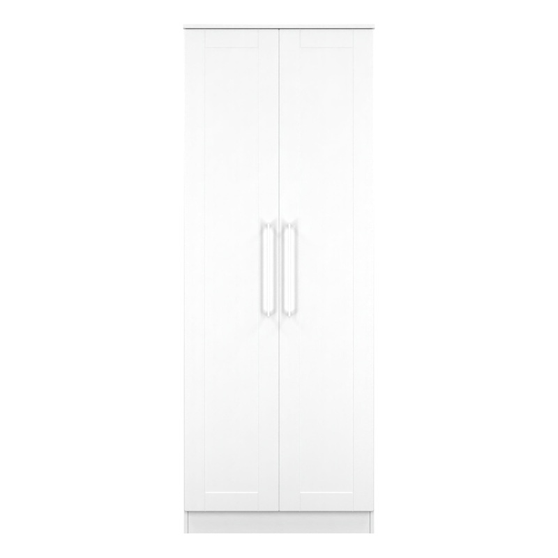 York Tall Wardrobe White 2 Doors 1 Shelf 74cm