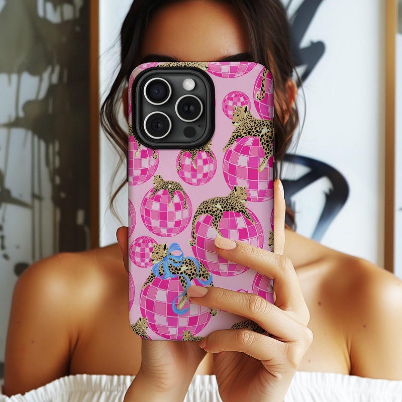 Leopard Disco Ball Phone Case