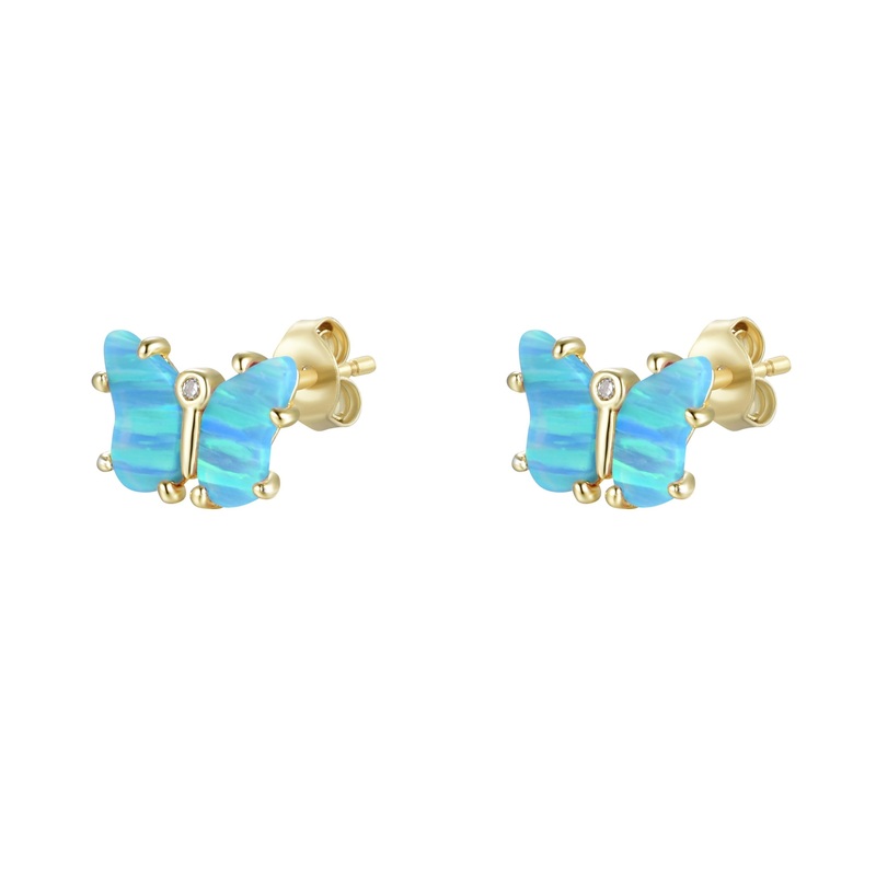 Opal Butterfly Stud Earrings – Blue
