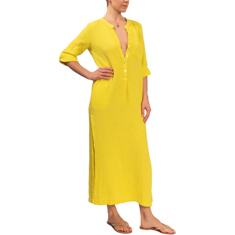 Tracey Caftan – Chartreuse Cotton Bubble Gauze