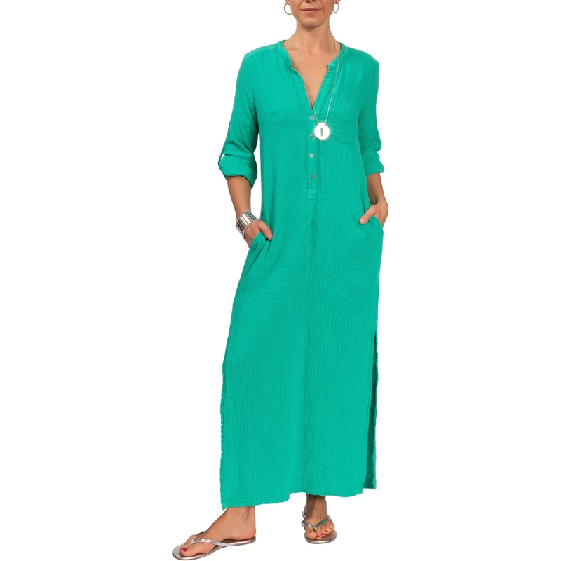 Tracey Caftan – Malachite Cotton Bubble Gauze