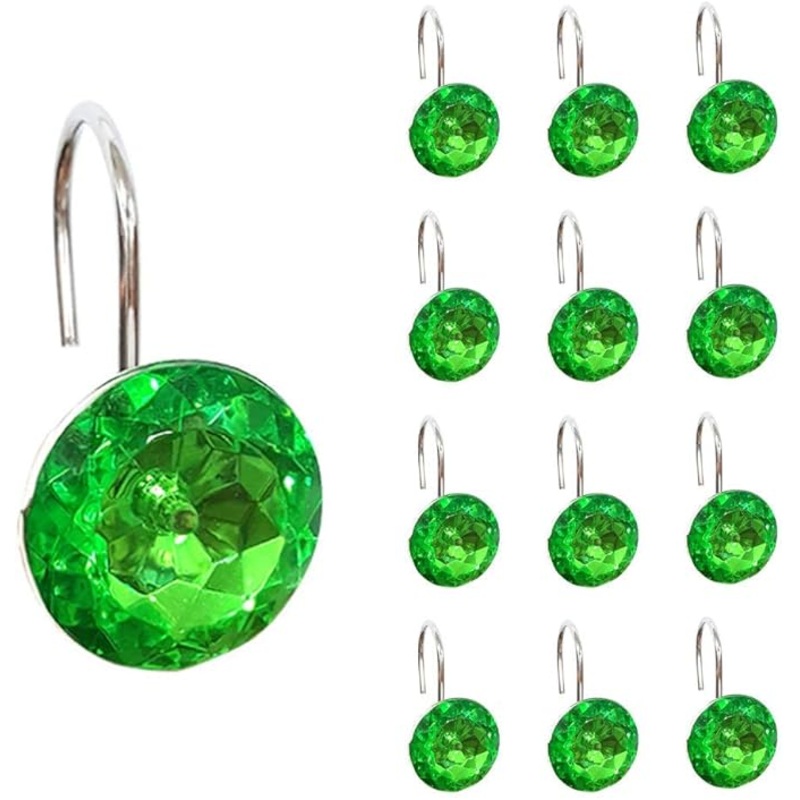 12 Pcs Bling Rhinestones Shower Curtain Hooks Bathroom Rolling Hooks