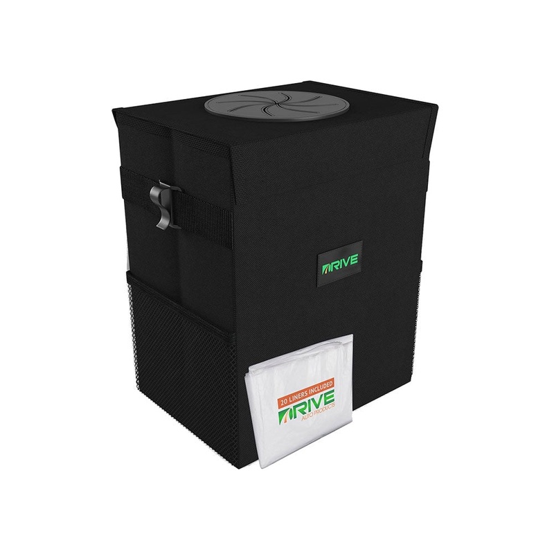 Car Trash Can Foldable Black, 20 Trash Bags Included 9x7x11H