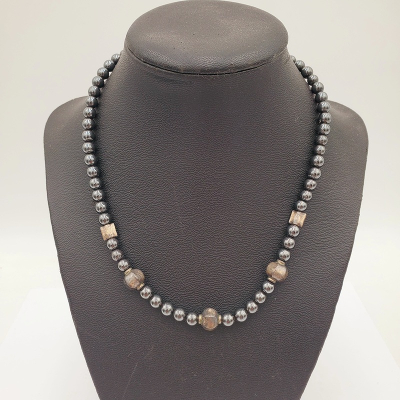 Vintage Navajo Sterling and Black Pearl Necklace