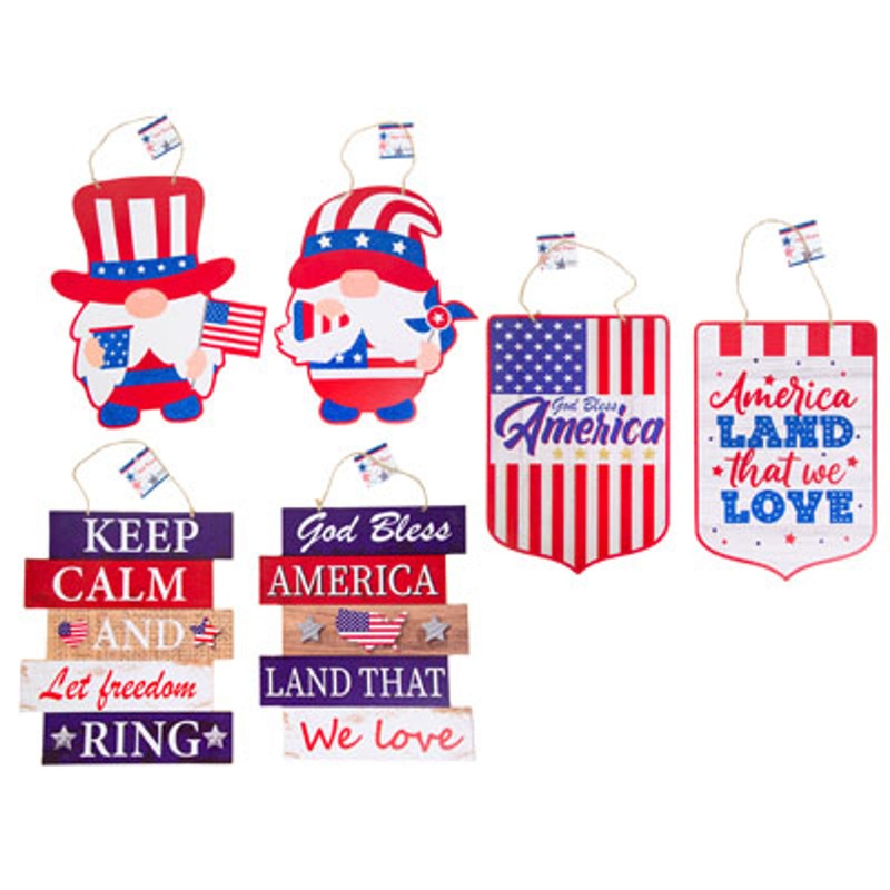 WALL PLAQUE PATRIOTIC With Glitter- Assorted Signs
