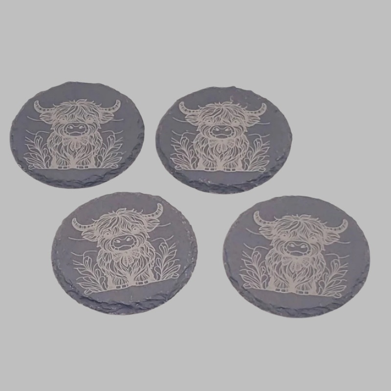 4 pack Highland Cow Slate Coater Set