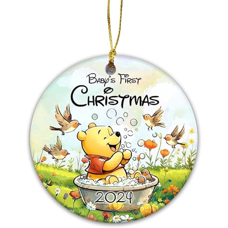 Baby’s 1st Christmas Bear Ornament, Keepsake for New Parents and Newborn-2024