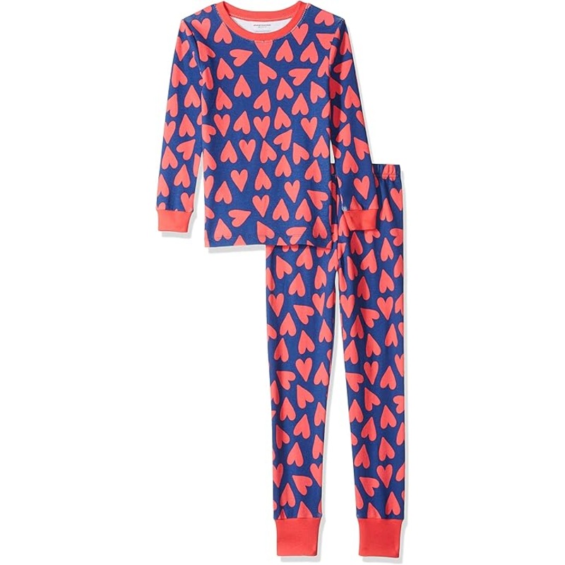Blue, Heart Toddler Snug-Fit Cotton Pajama Sleepwear Set- Size 18 month