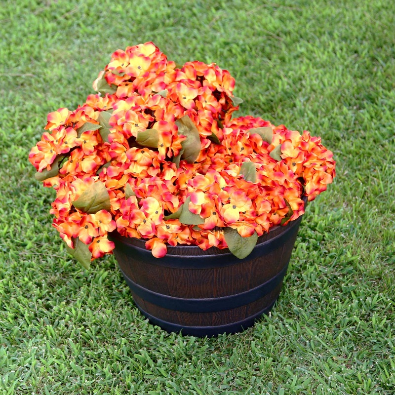 Bronze Round Barrel Planter with Drainage
