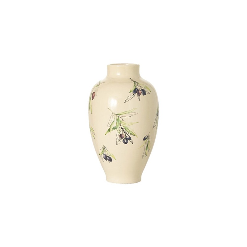 Ceramic Olive Vase, Ivory 7x7x12H