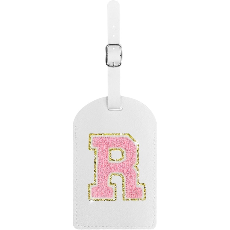 Initial Luggage Tag,Letter Luggage Tag,PU Leather Luggage Tags for Travel Bag Suitcases,Privacy Cover ID Label and Address Card