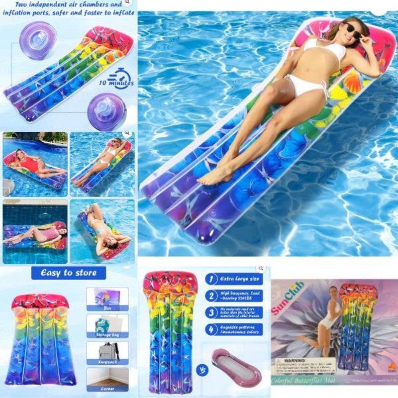 The Colorful Butterfly Mat – 68.5 x 29.5 – Inflatable Pool Float