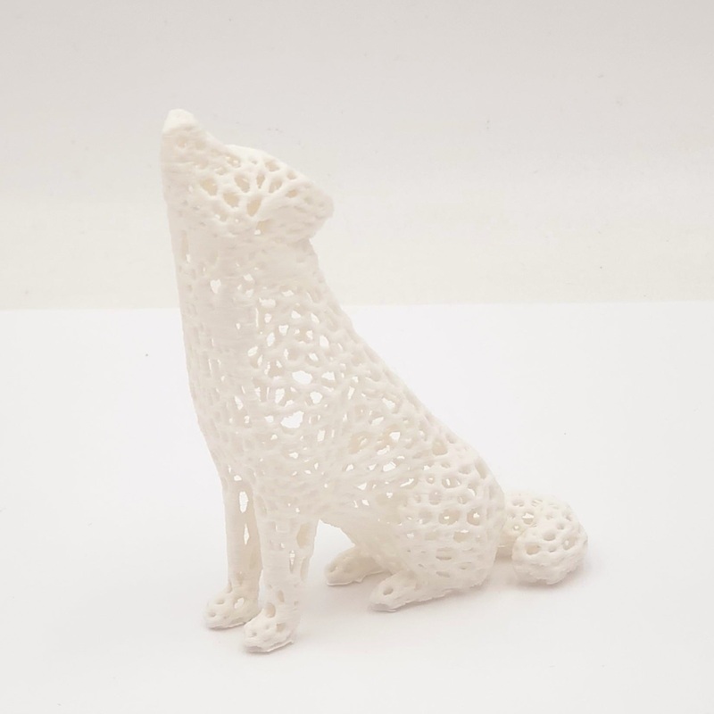White Mesh Style Howling Wolf- 3D Printed