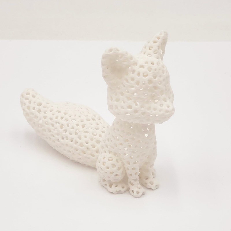 White Mesh Style Sitting Fox- 3D Printed