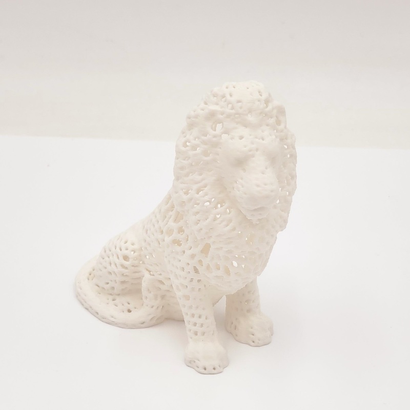 White Mesh Style Sitting Lion- 3D Printed