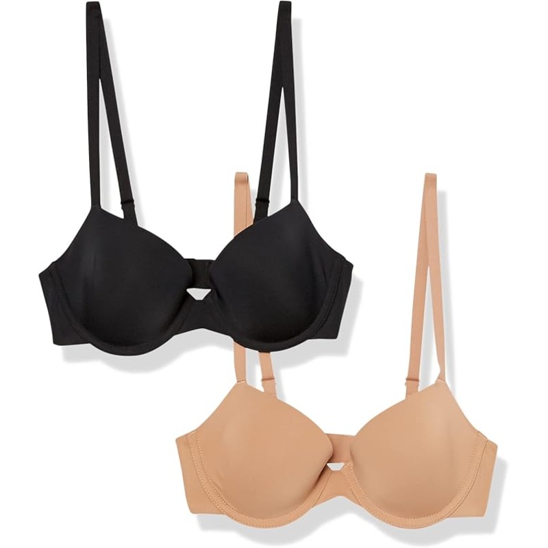 Women’s Demi Cup Microfiber Bra with Adjustable Straps , Pack of 2-Size 38C