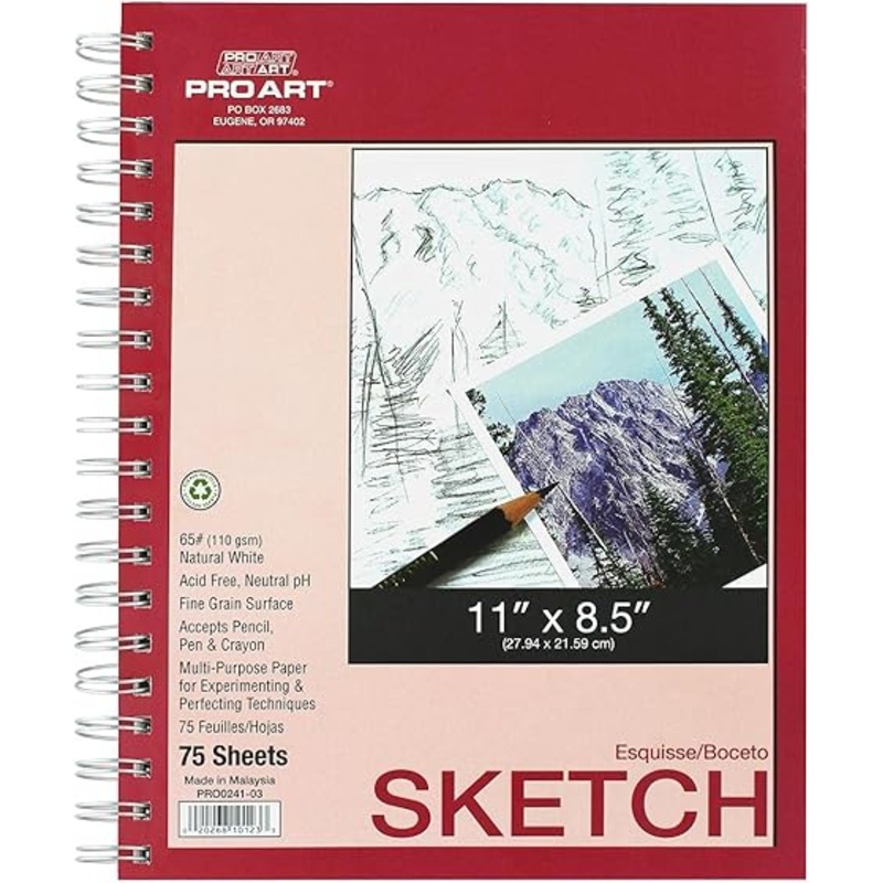 75 Sheet 8.5x 11 Sketch Pad