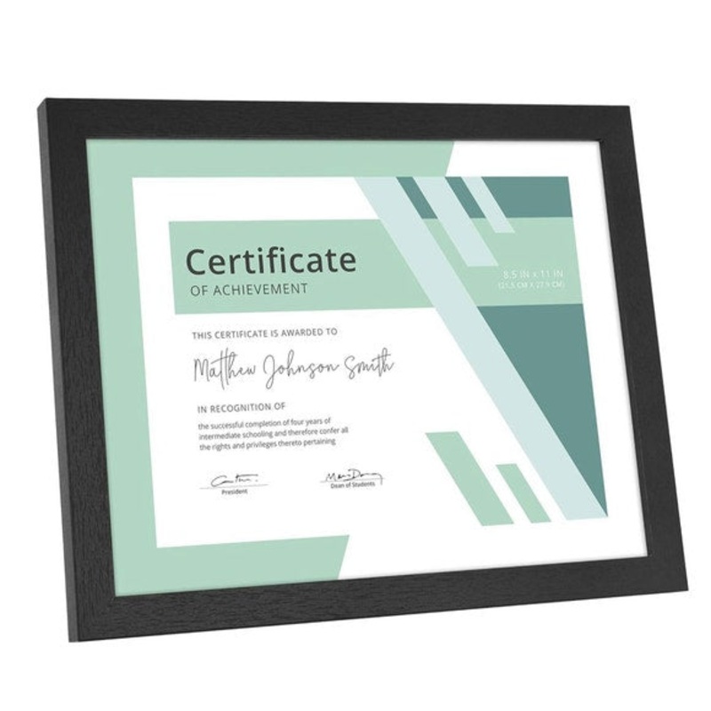 8.5×11 Black Wood Certificate of Achievement Photo Frame