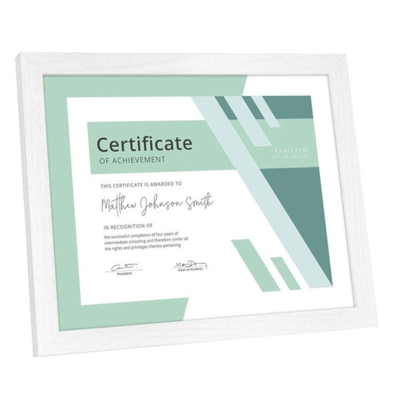8.5×11 White Wood Certificate of Achievement Photo Frame