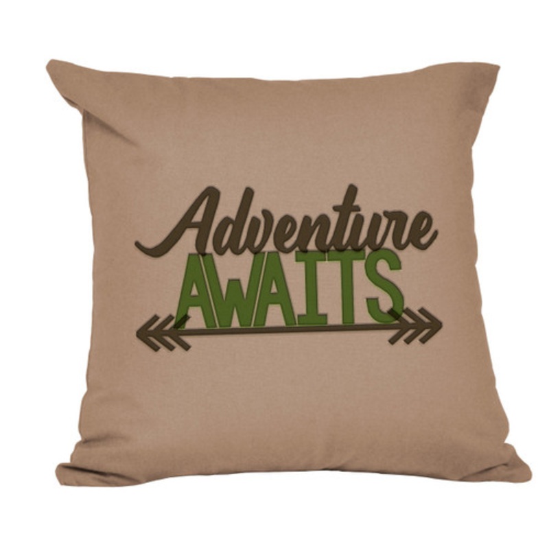 Adventure Awaits Embroidered Pillow