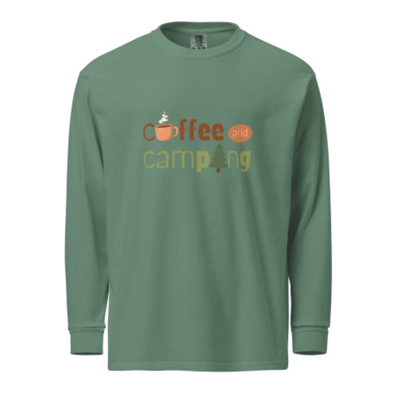 Coffee and Camping Comfort Colors Long Sleeve Tee
