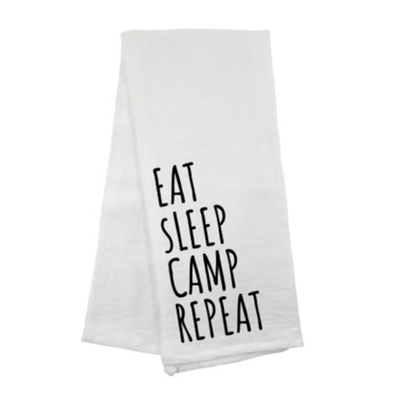 Eat Sleep Camp Repeat Flour Sack Towel