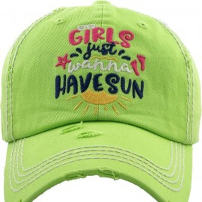 Girls Just Wanna Have Sun Distressed Women’s Cap