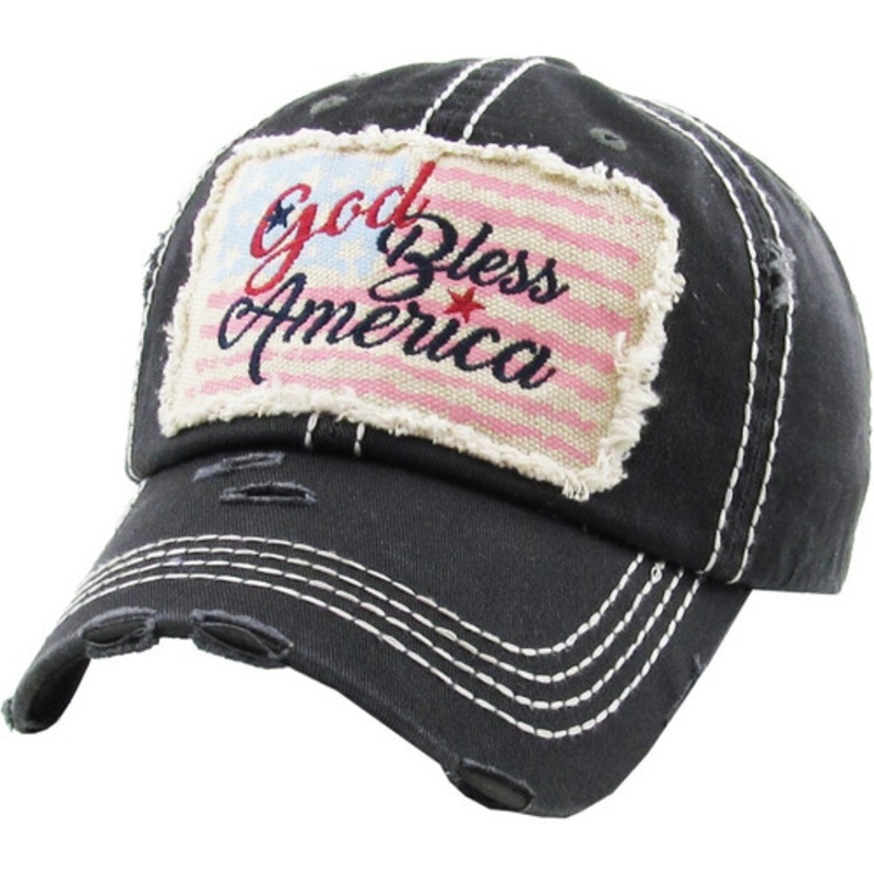 God Bless America Distressed Women’s Cap