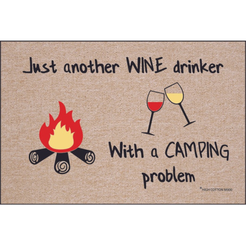 Wine Drinker with a Camping Problem Doormat