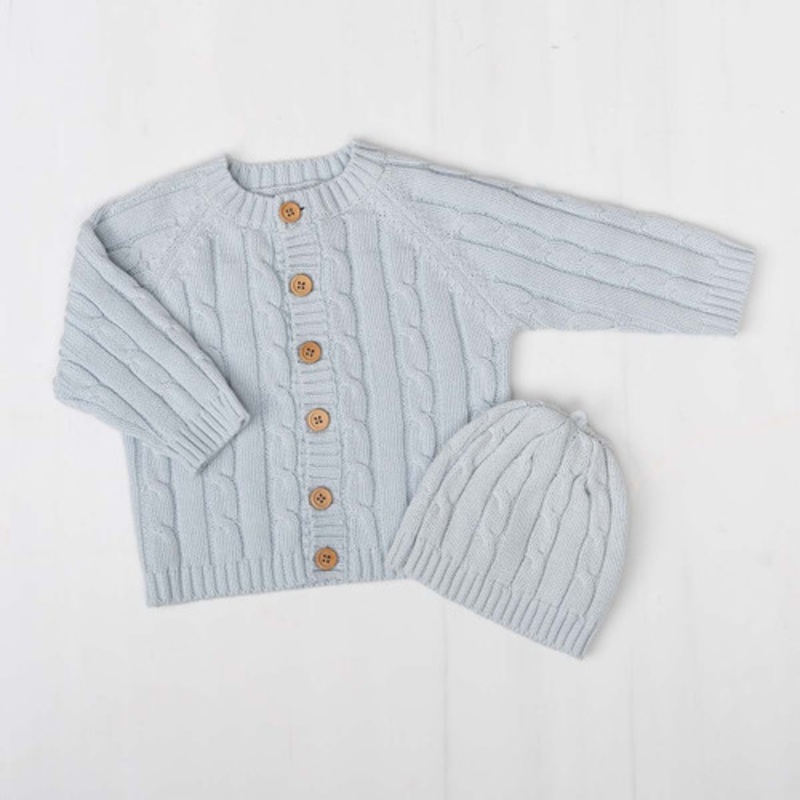 Baby Sweater & Hat Set – Blue